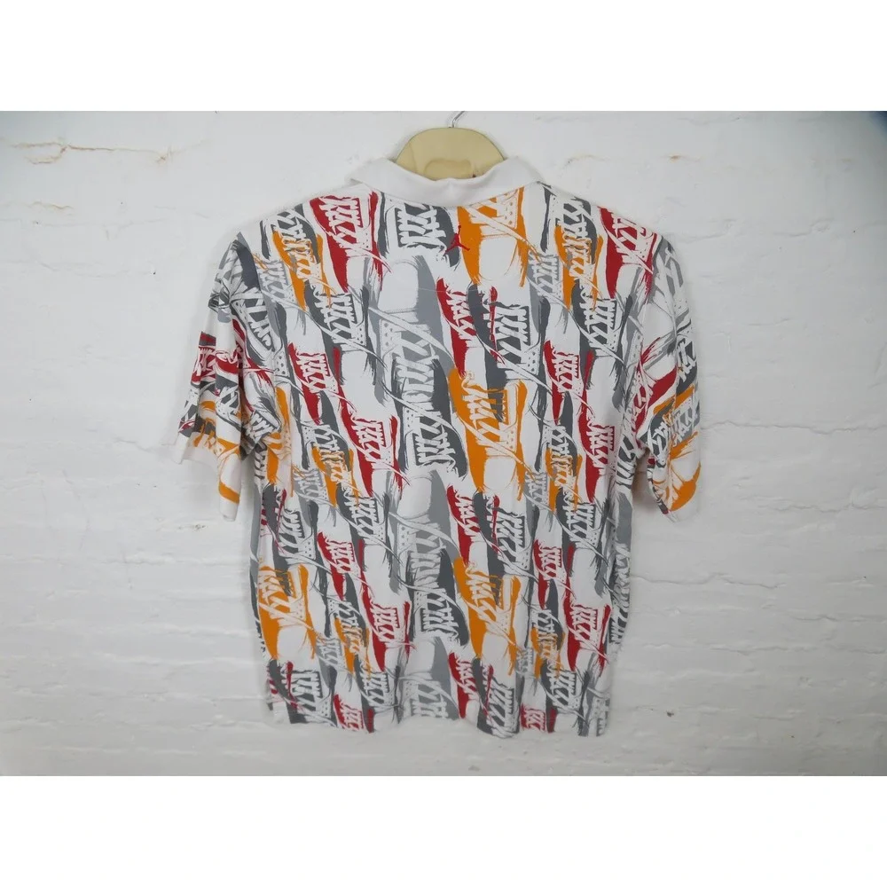 Vintage Air Jordan Polo Shirt Mens 4XL White Sneaker All Over Print Basketball